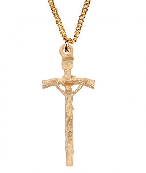 Men's Classic Papal Cross Necklace - Gold Tone