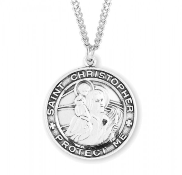 Men's Contemporary Saint Christopher Necklace - Sterling Silver