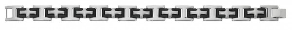 Men's Cross Design Rubber and Stainless Steel Bracelet 8&quot; - Black