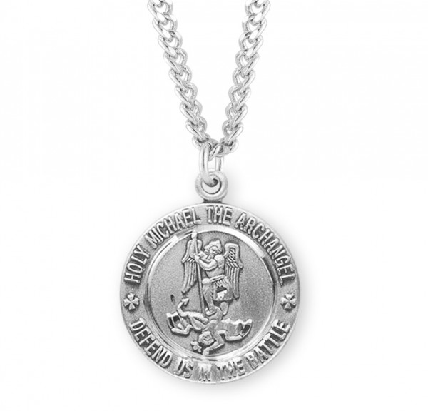 Men's Defend Us in Battle Saint Michael Medal - Sterling Silver