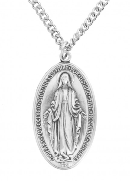 Men's Deluxe Oval Miraculous Medal - Sterling Silver