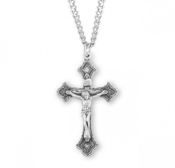 Men's Gothic Tip Crucifix Necklace - Sterling Silver