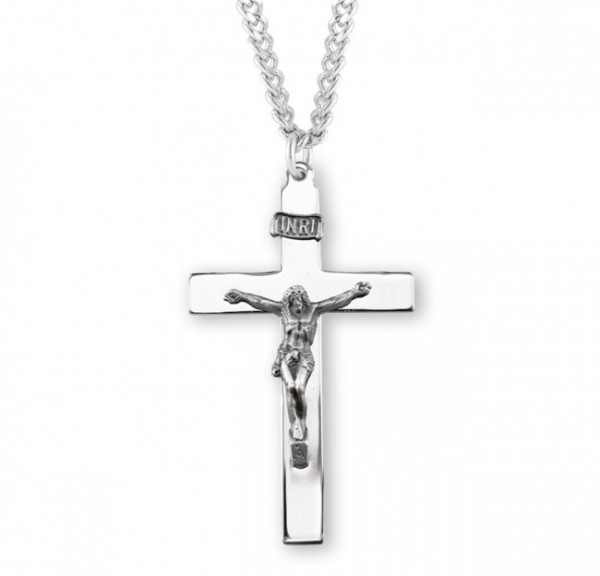 Men's High Polish Crucifix Necklace - Sterling Silver
