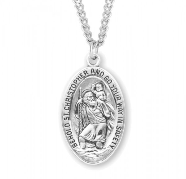 Men's High Relief Behold Saint Christopher Necklace - Sterling Silver