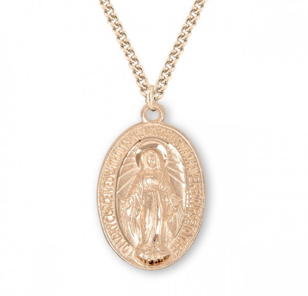 Men's High Relief Miraculous Medal - Gold Plated