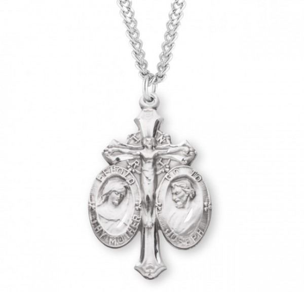Men's Holy Family Crucifix Necklace - Sterling Silver
