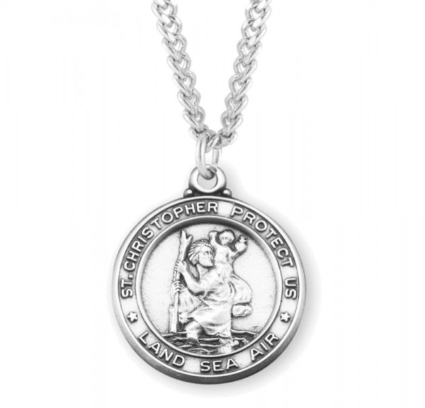 Men's LAND AIR SEA St. Christopher Necklace - Sterling Silver