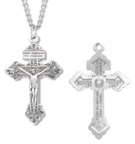Men's Large Pardon Crucifix Pendant - Sterling Silver