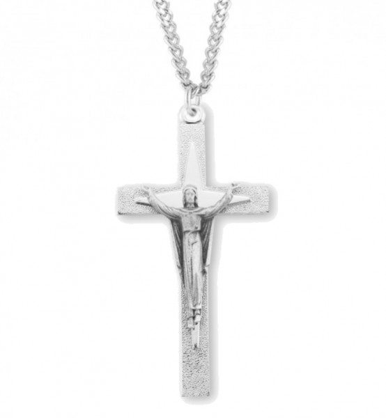 Men's Large Risen Crucifix Necklace - Sterling Silver