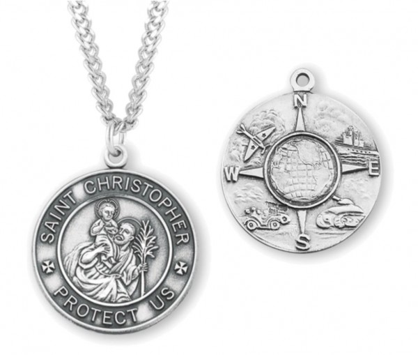 St. Christopher Necklace with Continuous Cable Chain in Sterling Silve –  Ron George Jewelers