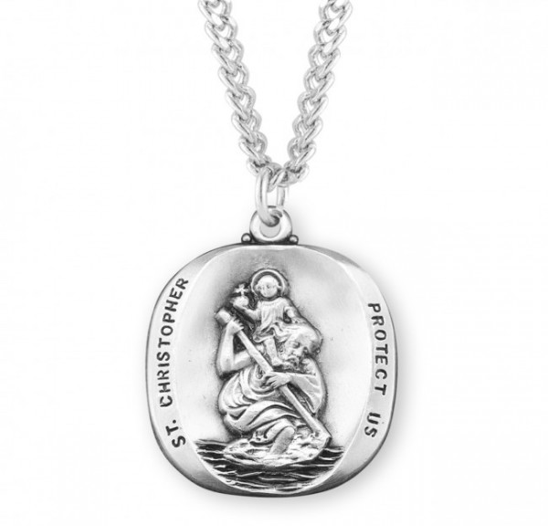 Men's Modern Saint Christopher Necklace - Sterling Silver