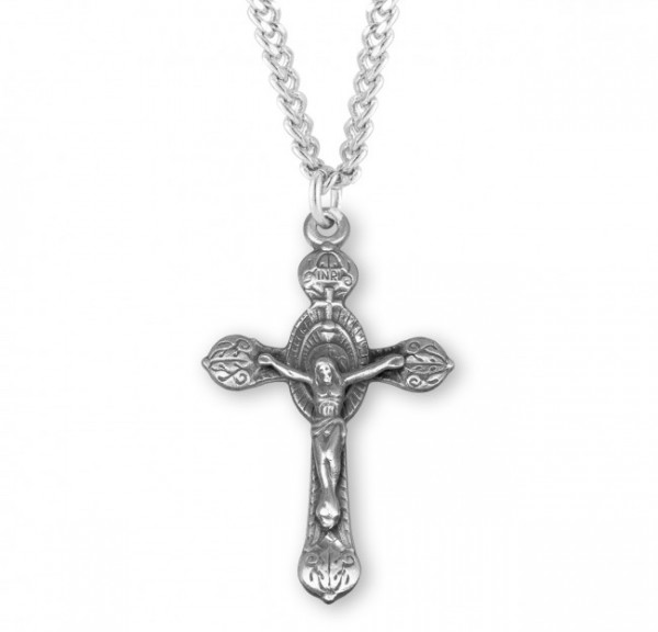 Men's Monstrance Styled Crucifix Necklace - Sterling Silver