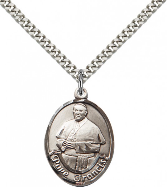 Men's Oval Pope Francis Pendant - Pewter