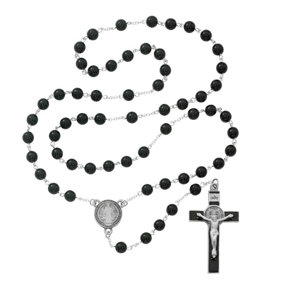 Men's Pewter St. Benedict Rosary - Black