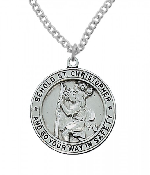 Men's Round St. Christopher Medal - Pewter