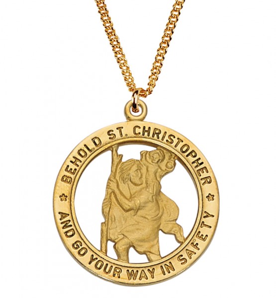 Men's Saint Christopher Cut-Out Medal Goldtone - Gold Tone
