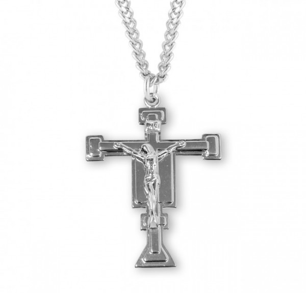 Men's San Damiano Style Crucifix Medal - Sterling Silver