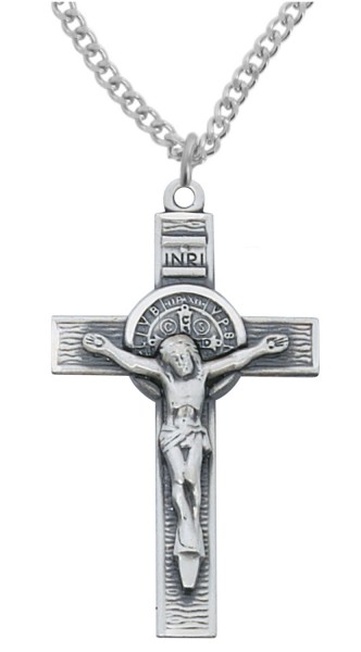 Men's St. Benedict Crucifix Necklace 1.75 - Sterling Silver