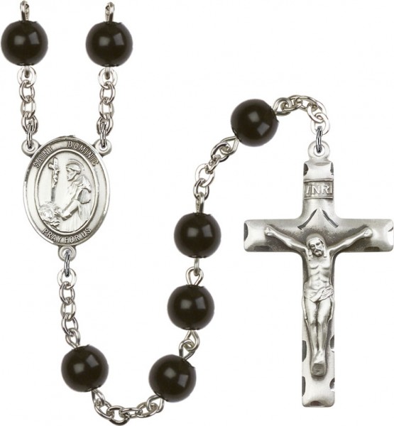 Men's St. Dominic Rosary in Silver-Plate 7 Color Options - Black