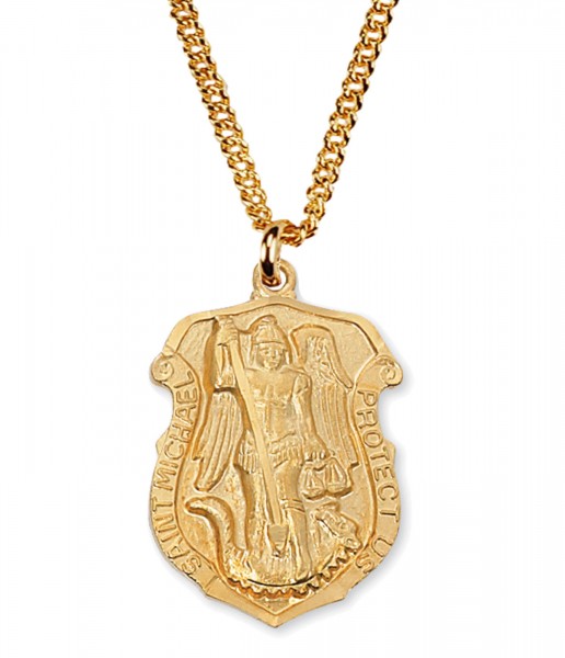 Men's St. Michael Protect Us Medal - Gold Plated