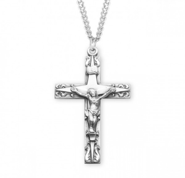 Men's Star on Cross Crucifix Necklace - Sterling Silver
