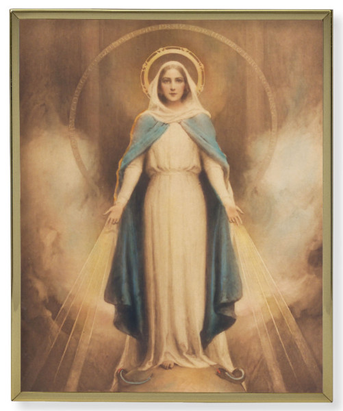 Miraculous Mary 8x10 Gold Trim Plaque - Full Color