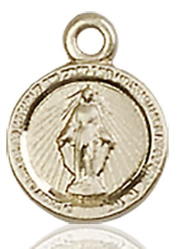 Miraculous Medal Charm Size - 14K Solid Gold