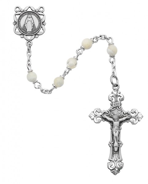 Miraculous Rosary with 5mm Mother Of Pearl Beads - White