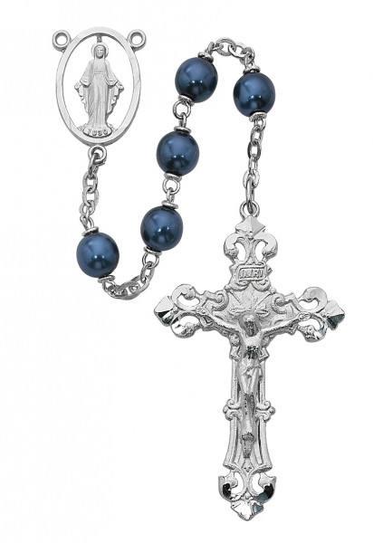 Miraculous Rosary with Metallic Blue Beads - Blue