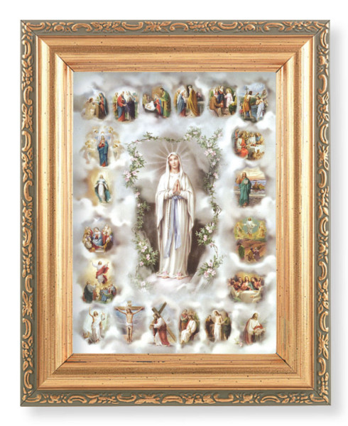 Mysteries of the Rosary 4x5.5 Print Under Glass - Full Color