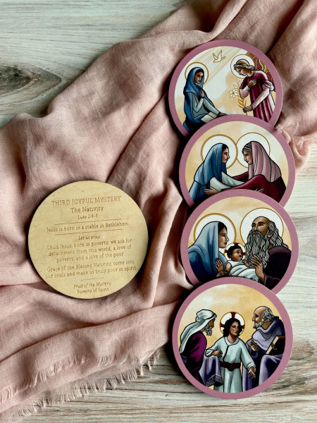 Mysteries of the Rosary Reflection Disc Set - Multi-Color