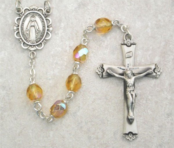 November Birthstone Rosary (Topaz) - Sterling Silver - Topaz