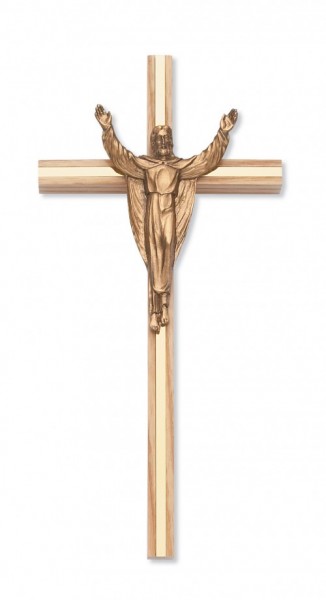 Oak Risen Christ Crucifix, 10 Inch - Brown
