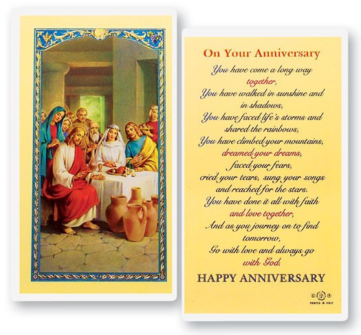 On Your Anniversary Laminated Prayer Card - 1 Prayer Card .99 each