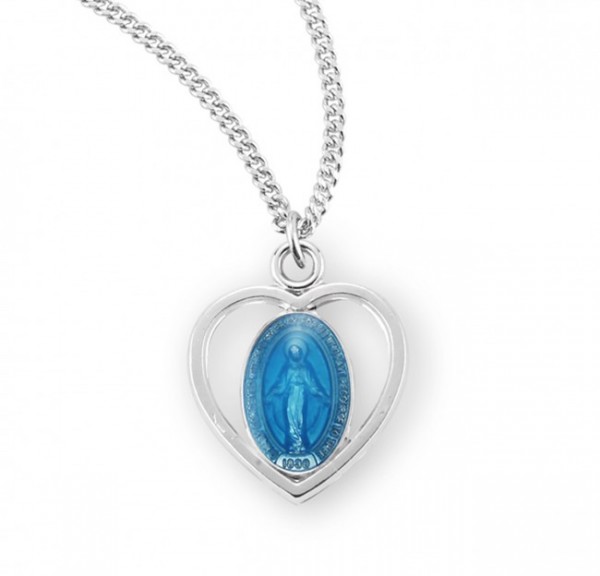 Open Heart Miraculous Pendant 4 Styles - Sterling Silver | Blue Enamel