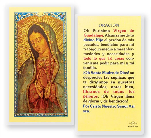 Oracion Oh Purisima Virgen Laminated Spanish Prayer Card - 1 Prayer Card .99 each