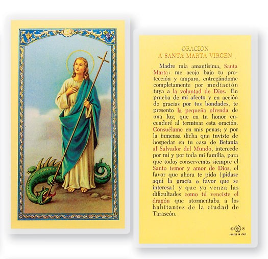 Orcaion A Santa Marta Virgin Laminated Spanish Prayer Card - 1 Prayer Card .99 each
