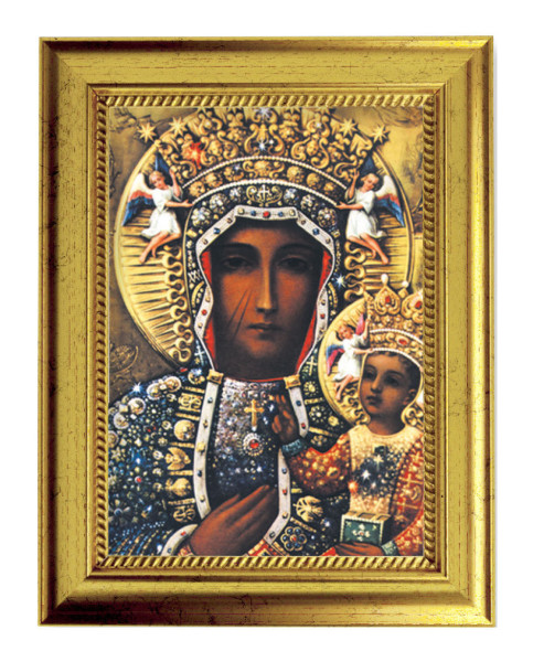 Our Lady of Czestochowa 5x7 Print in Gold-Leaf Frame - Full Color