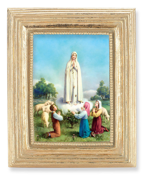 Our Lady of Fatima 2.5x3.5 Print Under Glass - Gold
