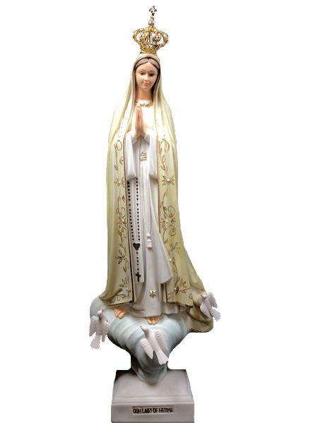 Our Lady of Fatima Hand-painted Statue with Crown Jewels 28 Inch - Full Color