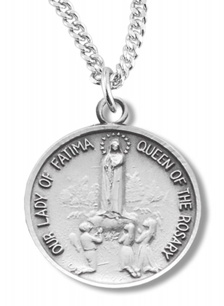 Our Lady Fatima Queen of the Rosary Medal Sterling Silver - Sterling Silver