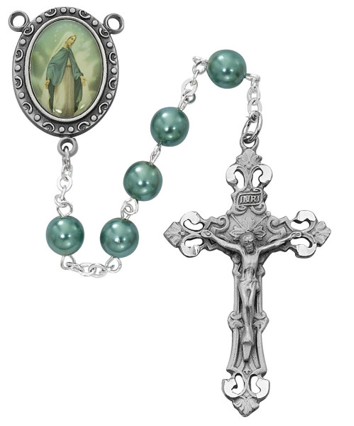 Our Lady of Grace Rosary with Teal Beads - Teal