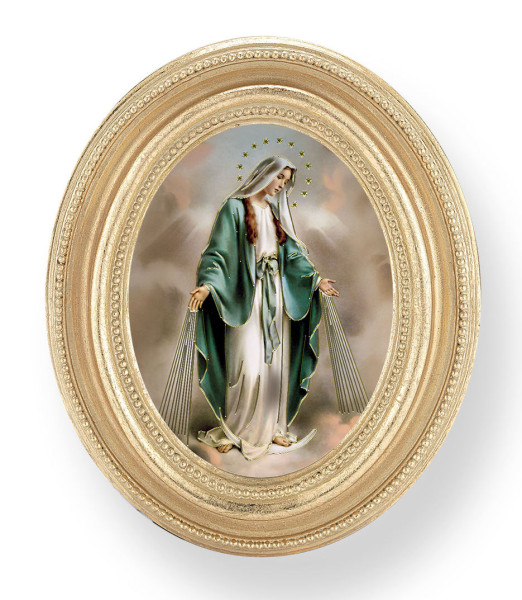 Our Lady of Grace Small 4.5 Inch Oval Framed Print - Gold