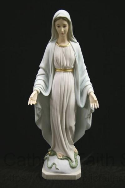 Our Lady of Grace Statue Light Blue Hand Painted Marble Composite - 23.5 inch - Light Blue