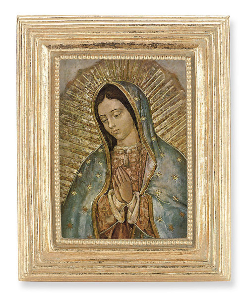 Our Lady of Guadalupe 2.5x3.5 Print Under Glass - Gold
