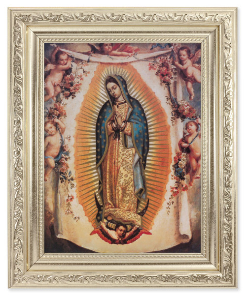 Our Lady of Guadalupe with Angels 6x8 Print Under Glass - #163 Frame
