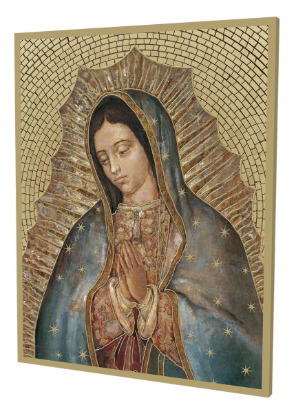 Our Lady of Guadalupe Gold Foil Mosaic Plaque - Full Color