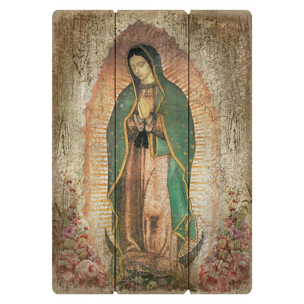 Our Lady of Guadalupe Large Wood Wall Plaque - Full Color