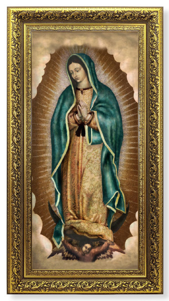 Our Lady of Guadalupe Print in Ornate Gold-Leaf Frame - 2 Sizes - Full Color