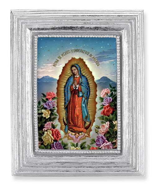 Our Lady of Guadalupe Reina de Mexico 2.5x3.5 Print Under Glass - Silver